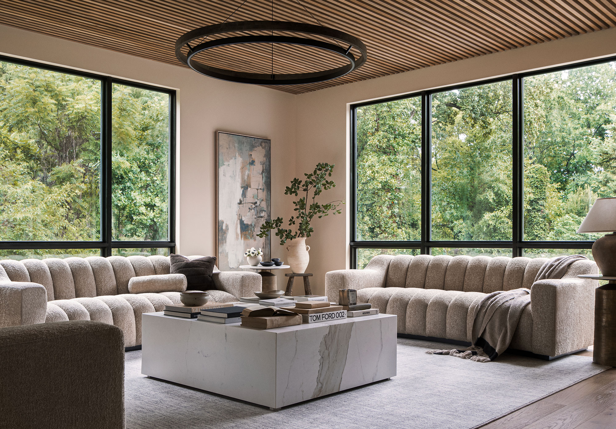 Picture windows with garden view in lounge