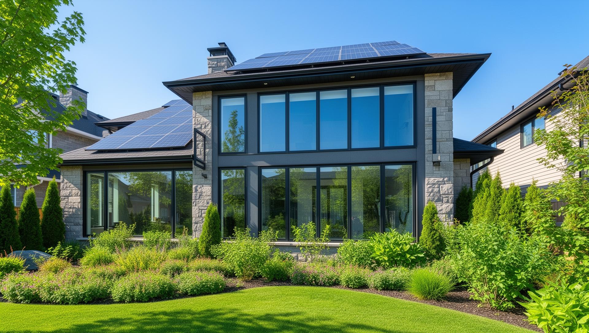 Energy efficient home with solar panels and new windows