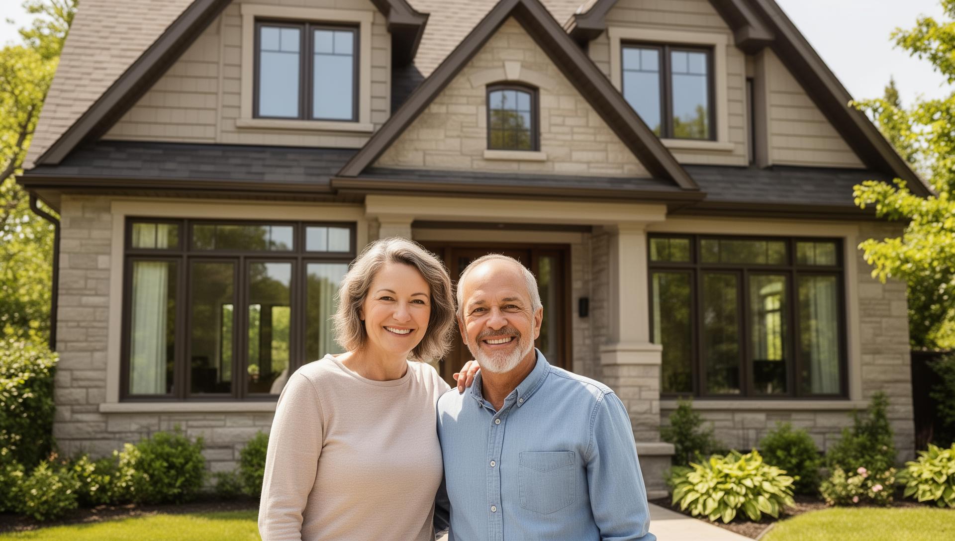 Happy homeowners with their new windows